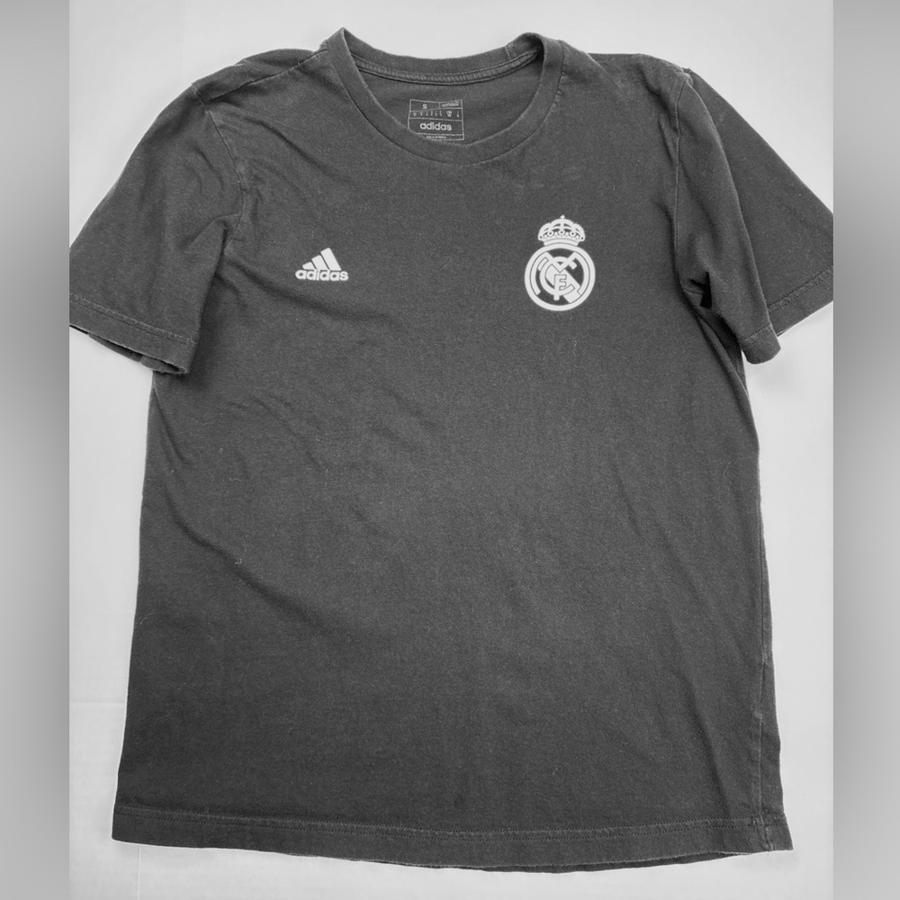 Adidas Adult Small T-Shirt Black Ronaldo Futbol Soccer Short Sleeve Cotton